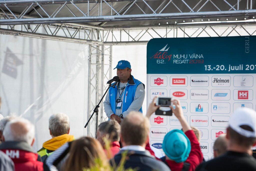 Peavõistlusjuht Andres Talts. A. Le Coq 62. Muhu Väina regatt 2019. Foto: Gerli Tooming